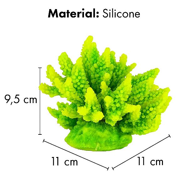 Enfeite De Silicone Soma Coral Acropora Verde E Amarela