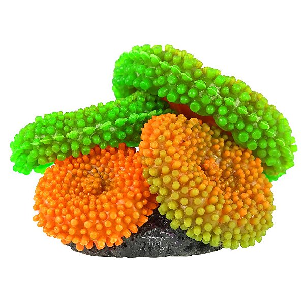 ENFEITE DE SILICONE SOMA CORAL RICORDEA VERDE E LARANJA