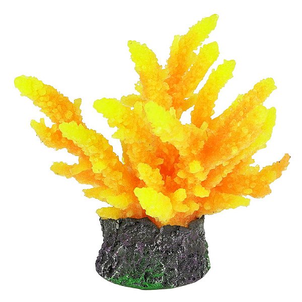 ENFEITE SOMA CORAL ACROPORA COLOR LARANJA E AMARELA