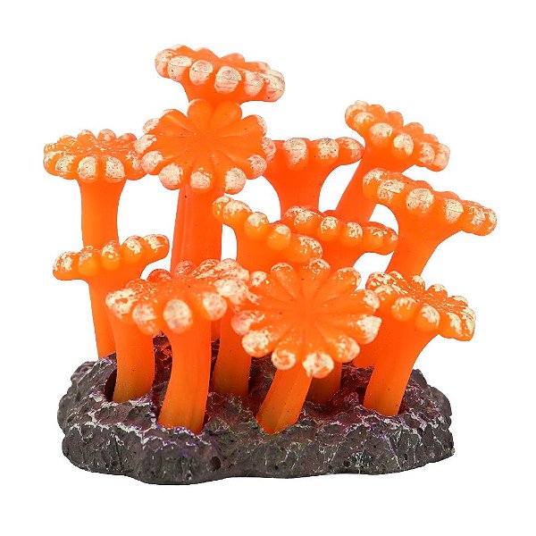 ENFEITE DE SILICONE SOMA CORAL ZOANTHUS PALITHOA LARANJA