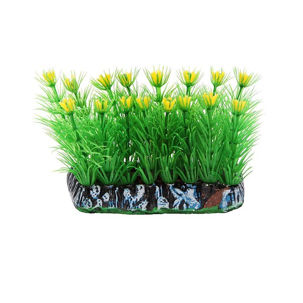 PLANTA PLASTICA SOMA TAPETE COM FLOR AMARELA 6CM
