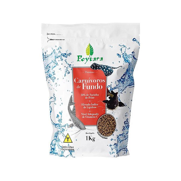 RACAO POYTARA CARNIVOROS DE FUNDO P 1KG (BAG)