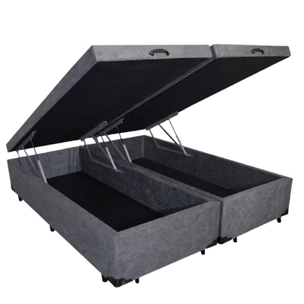 Cama Box Baú Casal BIPARTIDO 1.38 x 1.88 com 25cm de profundidade, Blindado em madeira.