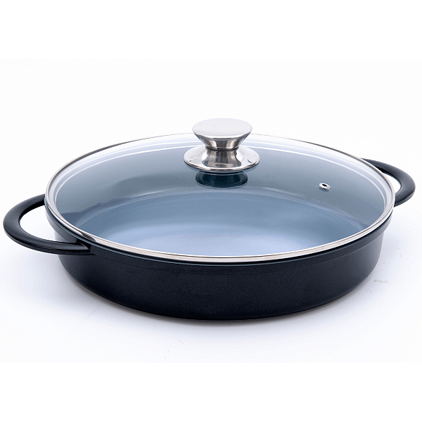 Caçarola Baixa Antiaderente Hercules Tampa 30cm Preta
