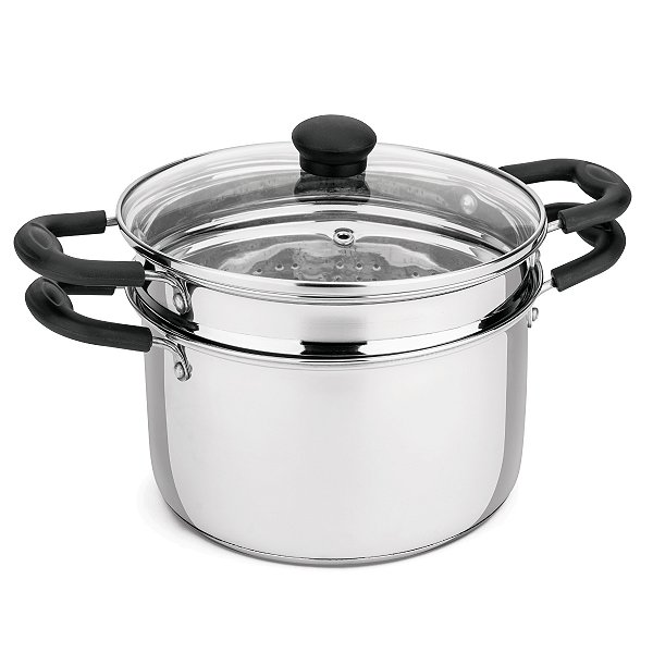 Panela Inox 4,4L com Escorredor Removível e Tampa de Vidro Espagueteira Hércules PA101