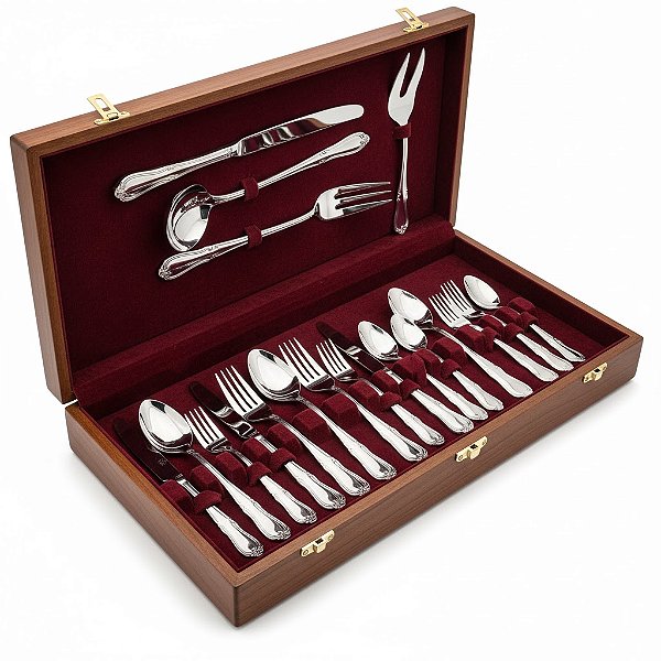 Faqueiro Hércules Olímpia 42 Peças Inox c/ Estojo Madeira