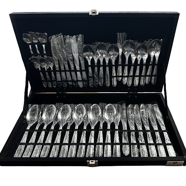 Faqueiro 42 Peças Hércules Monterrey Inox Estojo de Madeira