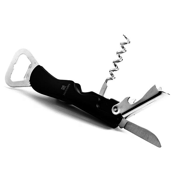 Saca Rolhas Abridor de Garrafas Preto Hércules AB50