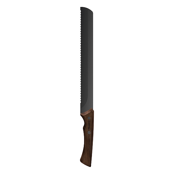Faca Serrilhada Tramontina Churrasco Black com Lâmina em Aço Inox Escurecido e Cabo de Madeira 10"
