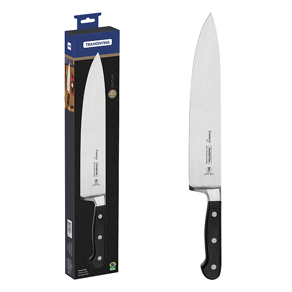 Faca Chef 10" Tramontina Century com Lâmina em Aço Inox e Cabo em Policarbonato e Fibra de Vidro