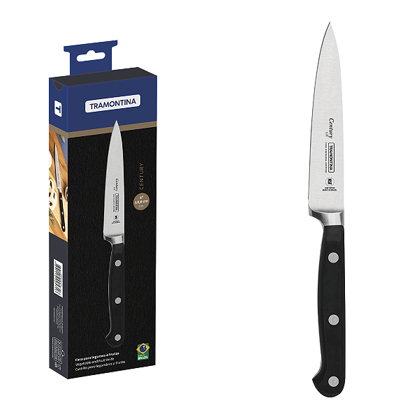Faca para Legumes e Frutas 4" Tramontina Century com Lâmina em Aço Inox e Cabo em Policarbonato e Fibra de Vidro