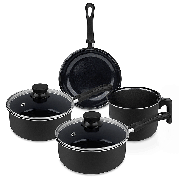 Conjunto de Panelas Antiaderente Hércules 4pc Preta PA100-4PR
