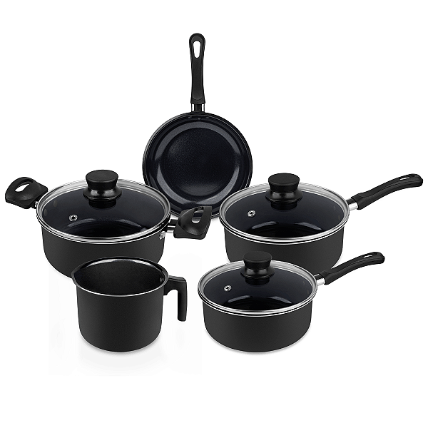 Conjunto de Panelas Antiaderente Hércules 5pc Preto PA100-5PR