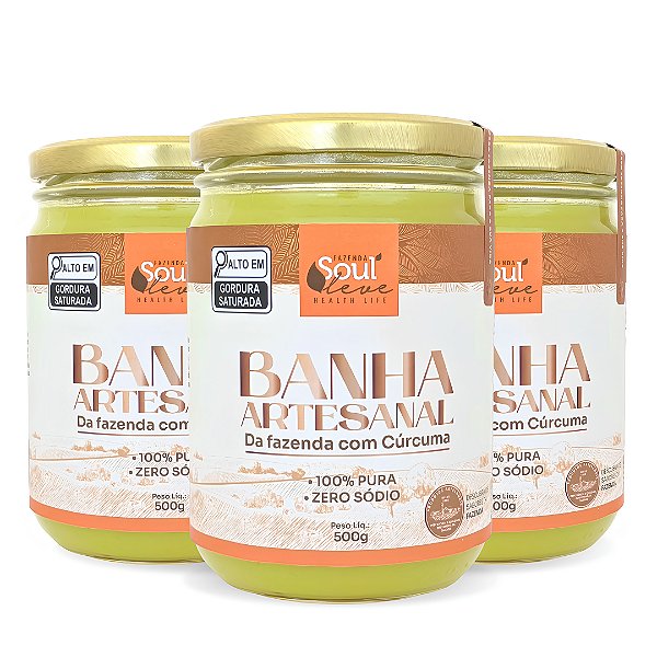 Kit Banha Integral com cúrcuma 500g - Fazenda Soul leve