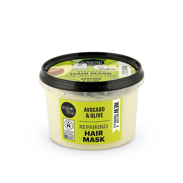 Máscara de Reconstrução Capilar Vegano - Abacate e Oliva Organic Shop (250 ml)
