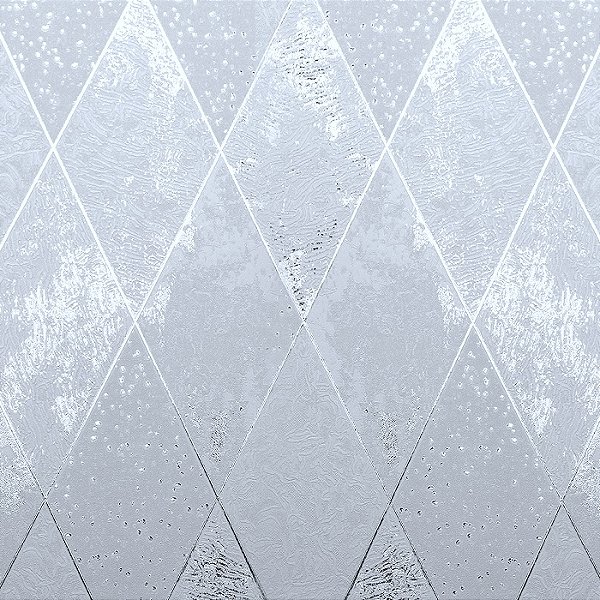 Papel de Parede Kantai Coleção White Swan Geométrico Losangos Cinza Claro com Brilho Metálico