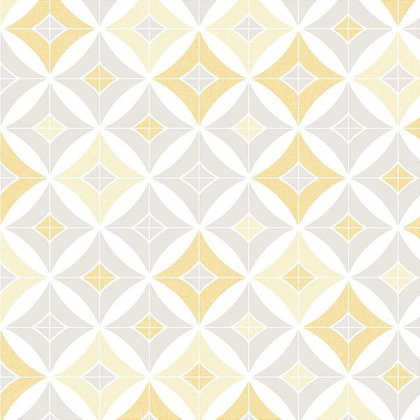 Papel de Parede Geométrico Tons Amarelo e Cinza - Coleção Oba Kantai