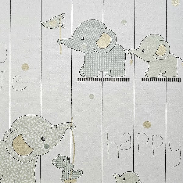 Papel de Parede Infantil Elefantinho Verde - Coleção Yoyo 2 Kantai