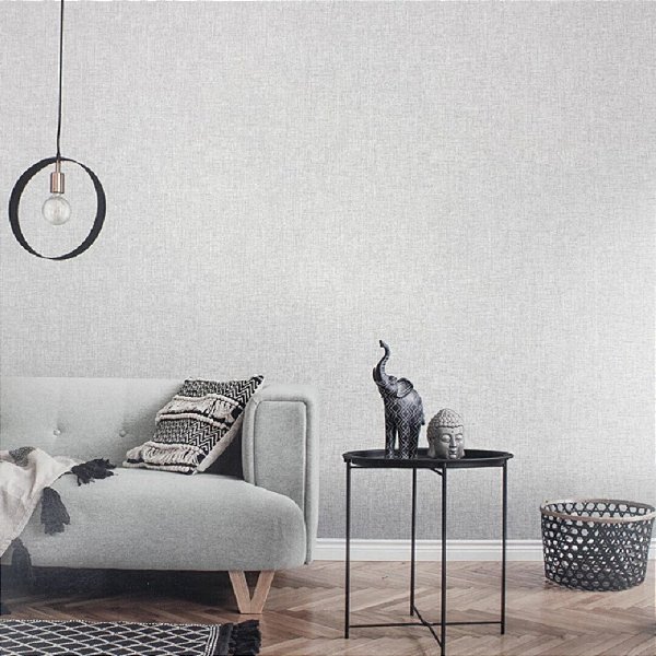 Papel de Parede Efeito Tecido Cinza Claro - Coleção Element 5 | Kantai