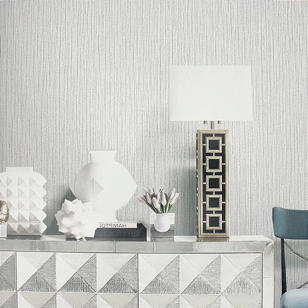 Papel de Parede Efeito Palha Cinza Claro - Coleção Element 5 | Kantai