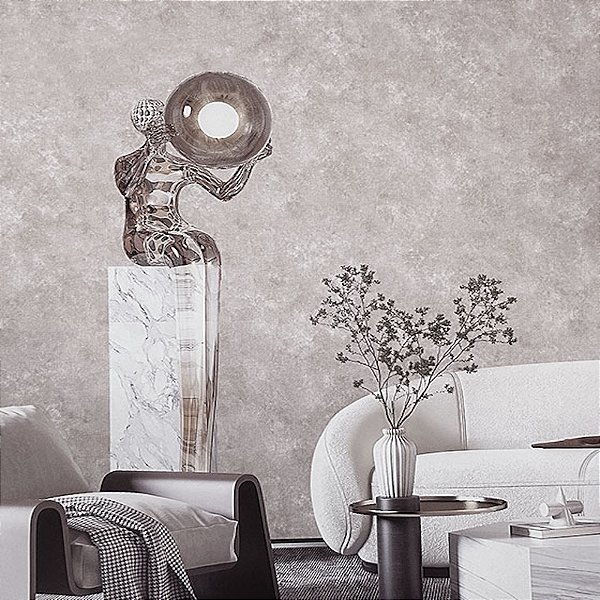 Papel de Parede Cimento Queimado Bege Leve Brilho - Coleção Space IX Kantai