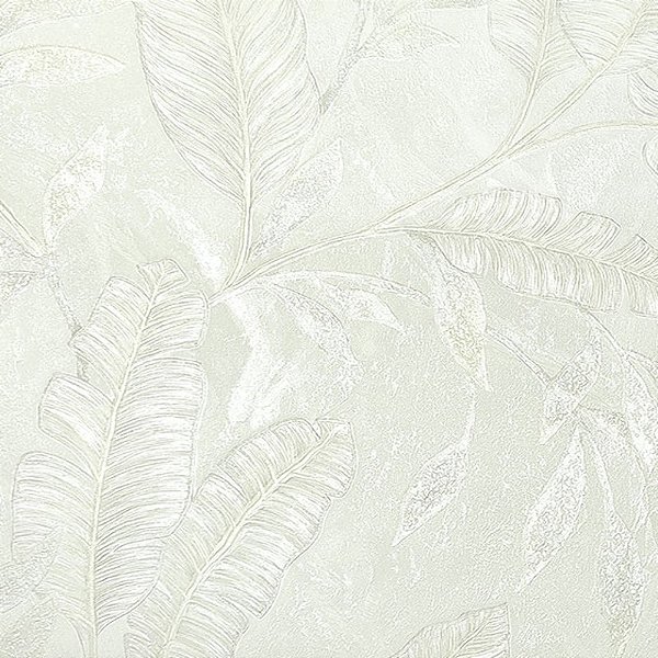 Papel de Parede Folhagem Off-White e Dourado Com Brilho - Coleção Adi Tare 2 | Kantai
