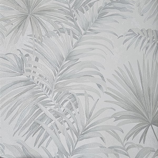Papel de Parede Folhagem Off-White com Cinza - Coleção Poet Chart 5 Kantai