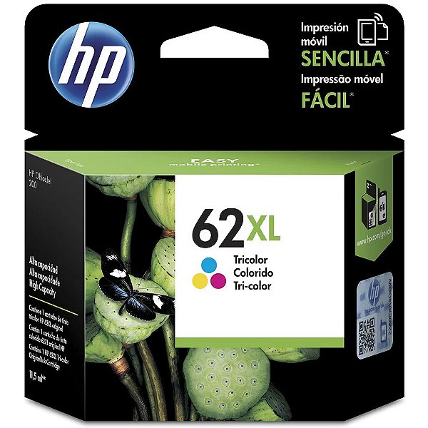 Cartucho de Tinta HP Original C2P07AL 62XL Color