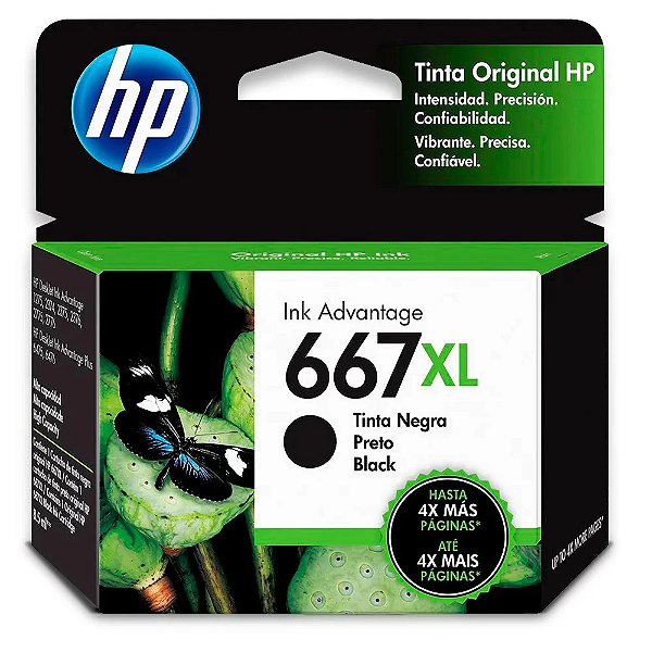 Cartucho de Tinta HP Original 3YM81AL 667XL Preto