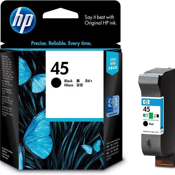 Cartucho De Tinta Hp Original 51645Al 45 Preto
