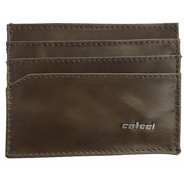 Carteira Colcci Couro Metal Plate Card Café Masculino