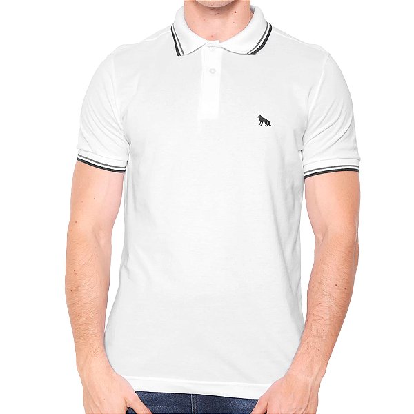 Camisa Polo Acostamento Listras V23 Branco Masculino