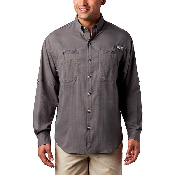 Camisa Columbia Manga Longa Tamiami II Cinza Masculino