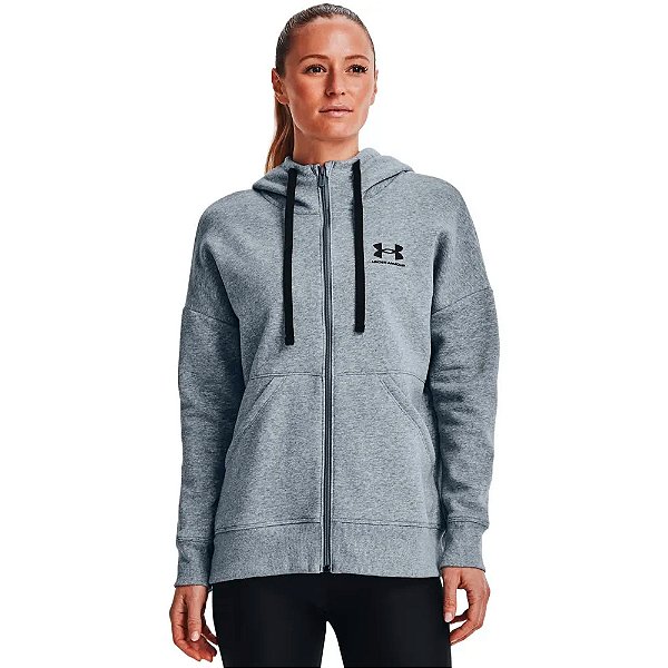 Moletom Under Armour Rival Fleece Full Zip Hoodie Cinza Feminino