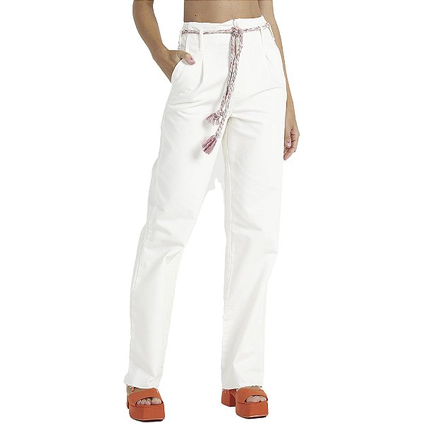 Calça Sarja Colcci Juliette Com Cinto P23 Off White Feminino