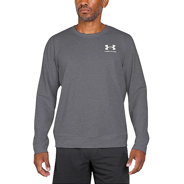 Moletom Under Armour Rival Terry Logo Crew Cinza Masculino