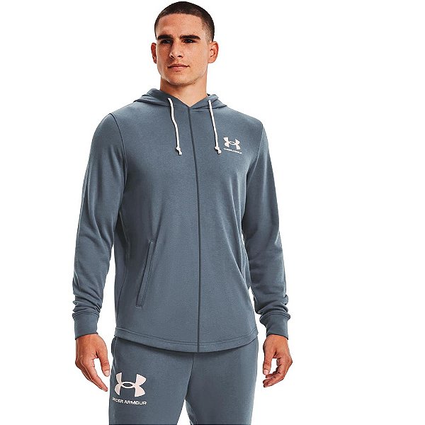 Jaqueta Under Armour Rival Terry Logo Crew Cinza Masculino
