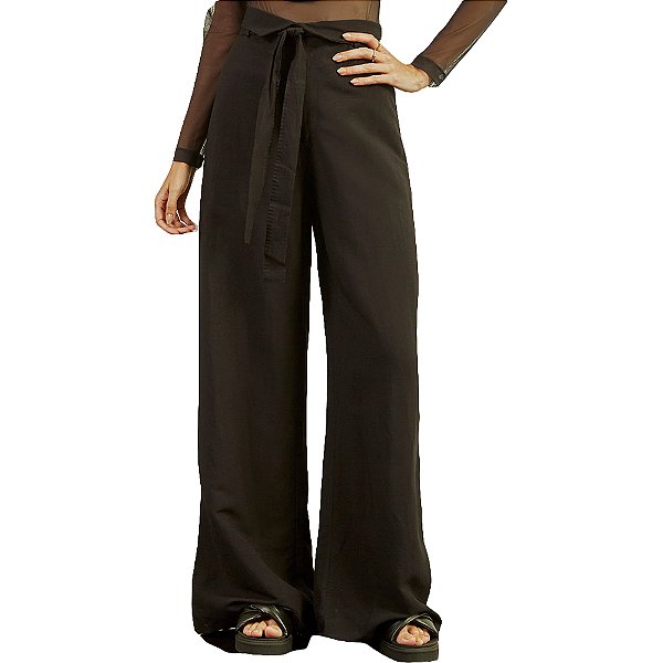 Calça Linho Forum Pantalona Preto Feminino