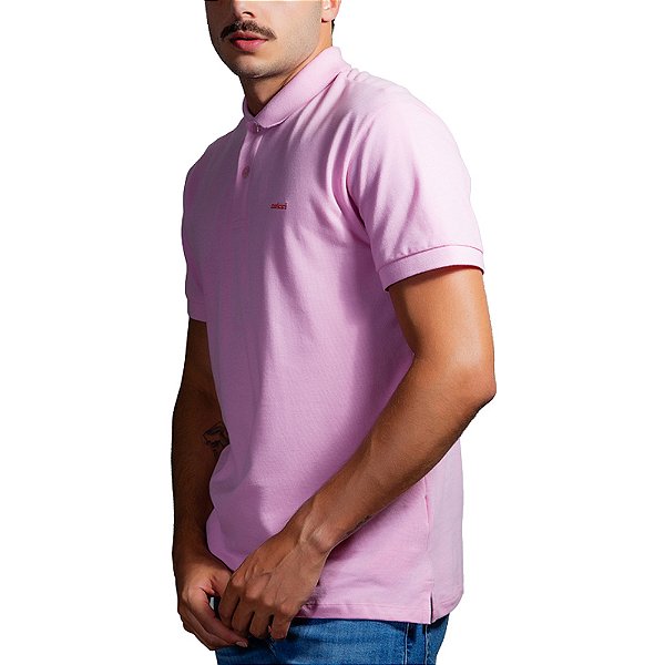 Camisa Polo Colcci Brasil Rosa Masculino