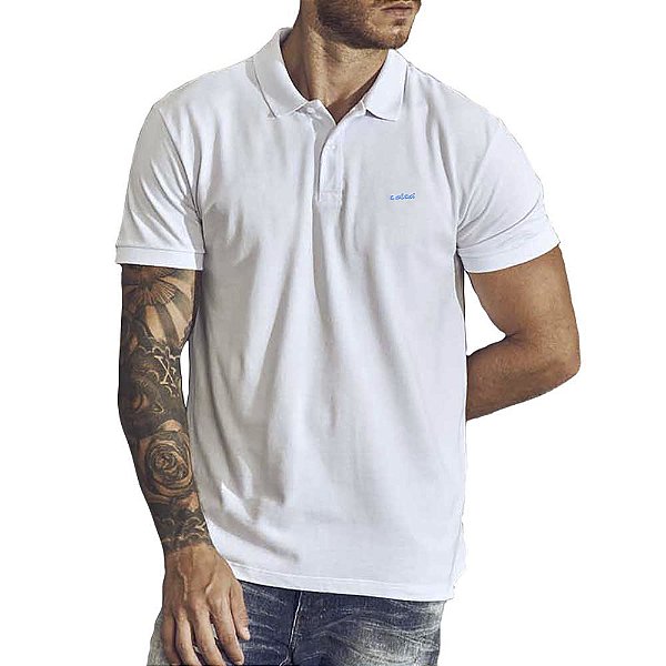 Camisa Polo Colcci Brasil Logo Bordada P23 Branco Masculino