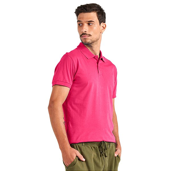 Camisa Polo Colcci Classic Logo P23 Rosa Masculino