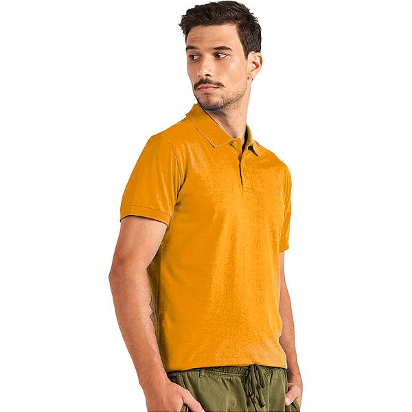 Camisa Polo Colcci Classic Logo P23 Amarelo Masculino