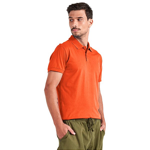 Camisa Polo Colcci Classic Brasil V23 Laranja Masculino