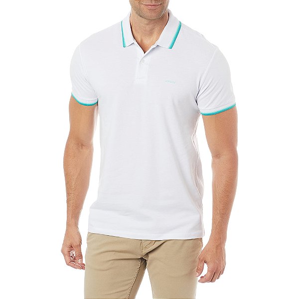 Camisa Polo Colcci Listras PRI23 Branco Masculino