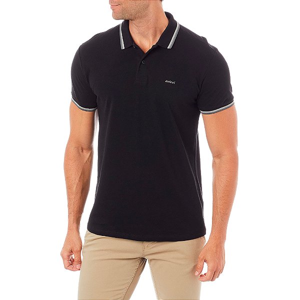 Camisa Polo Colcci Listras P23 Preto Masculino