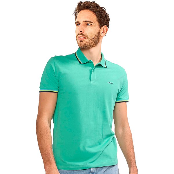 Camisa Polo Colcci 3 Listras Verde Masculino