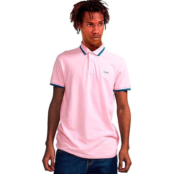 Camisa Polo Colcci Listras P23 Rosa Masculino