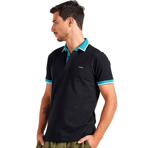 Camisa Polo Colcci Logo PRI23 Preto Masculino