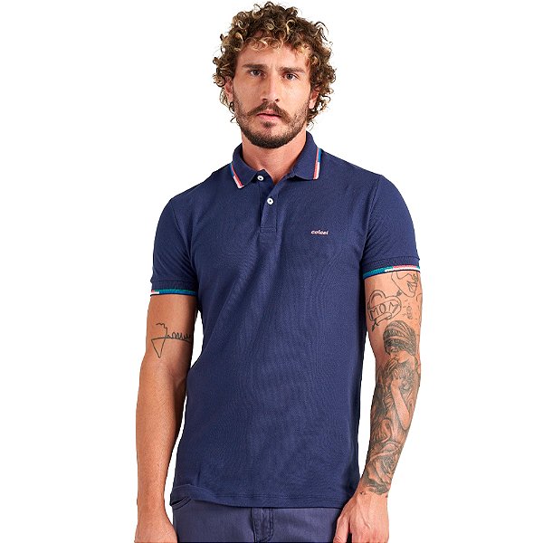 Camisa Polo Colcci Logo P23 Marinho Masculino