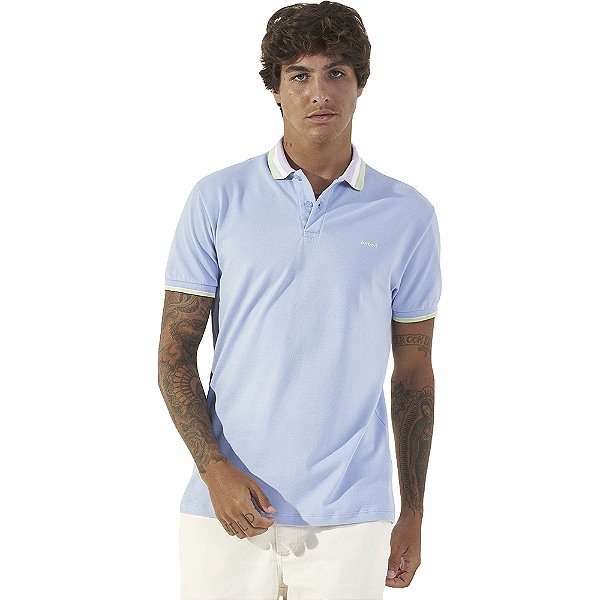 Camisa Polo Colcci Gola Listrada P23 Azul Masculino